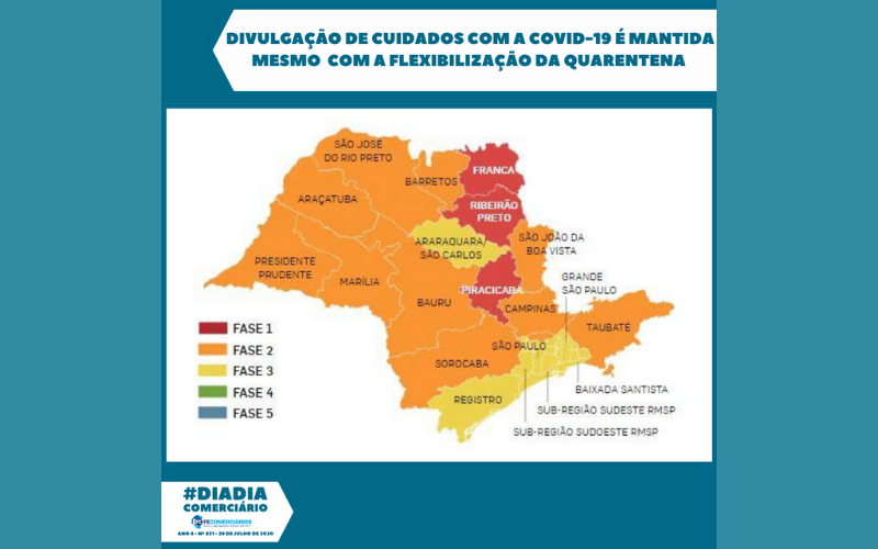 Divulgação de cuidados com a Covid-19 é mantida mesmo com a flexibilização da quarentena